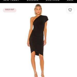 Black Ruched Asymmetrical One-Shoulder Cocktail Dress